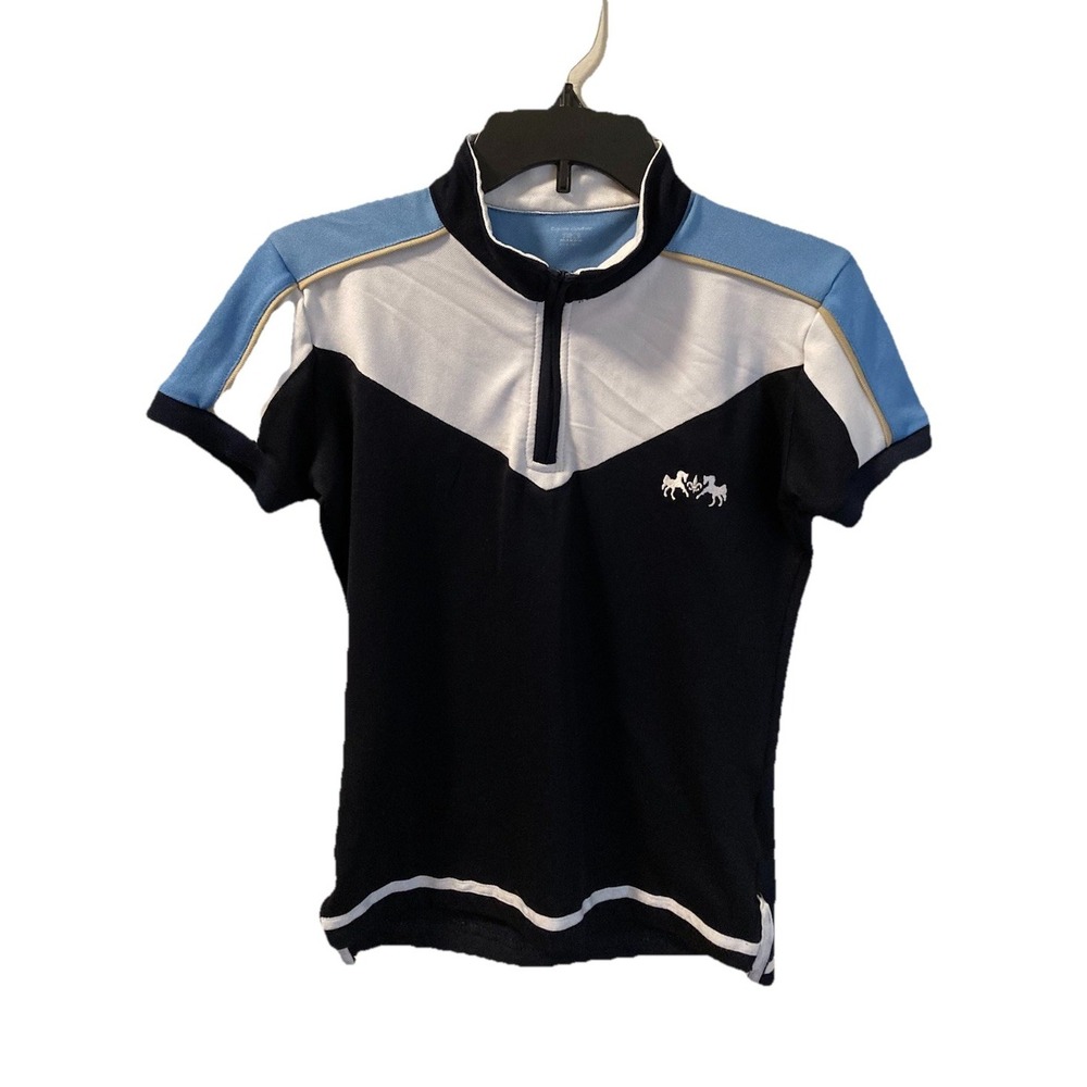 Equine Couture Short Sleeve Shirt Tech Tradewind Horseback Riding Sz S Blue‎